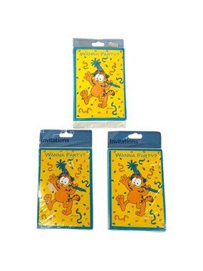 Vintage Garfield The Cat Birthday Party Invitations Lot Of 3 Packages 8 Per Pack